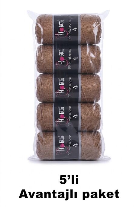 HOBİTU YARNS - HOBİTU MAKROME NO:4 200GR 5 Lİ PAKET 032 Deve Tüyü