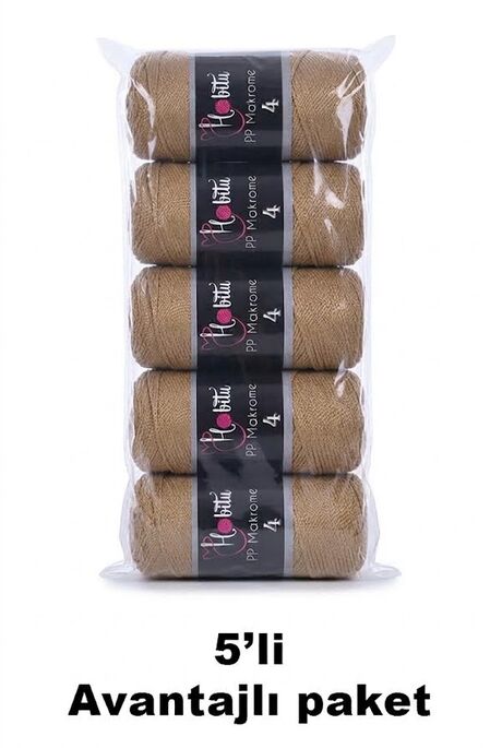 HOBİTU YARNS - HOBİTU MAKROME NO:4 200GR 5 Lİ PAKET 044 Kamel