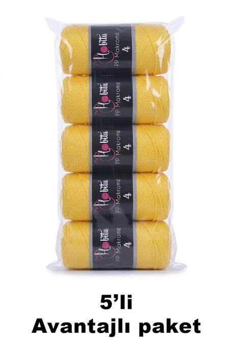 HOBİTU YARNS - HOBİTU MAKROME NO:4 200GR 5 Lİ PAKET 055 Sarı