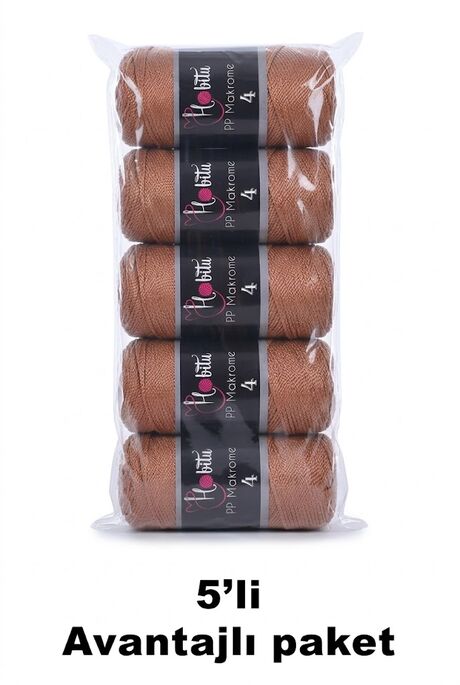 HOBİTU YARNS - HOBİTU MAKROME NO:4 200GR 5 Lİ PAKET 071 Pişmiş Ayva