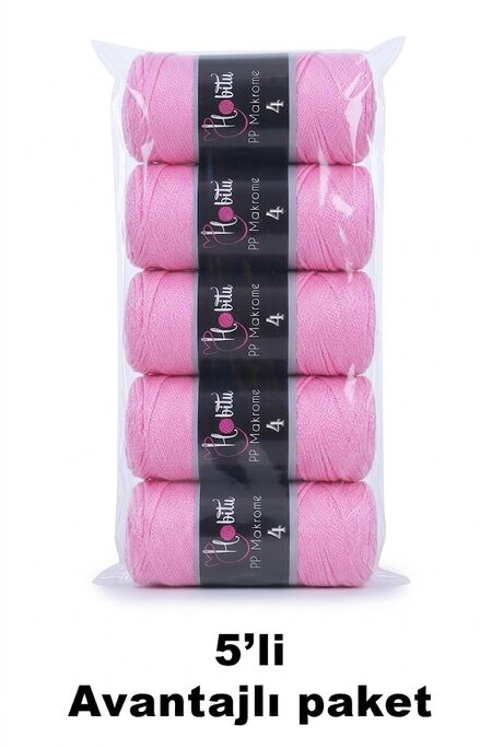 HOBİTU YARNS - HOBİTU MAKROME NO:4 200GR 5 Lİ PAKET 074 Pembe