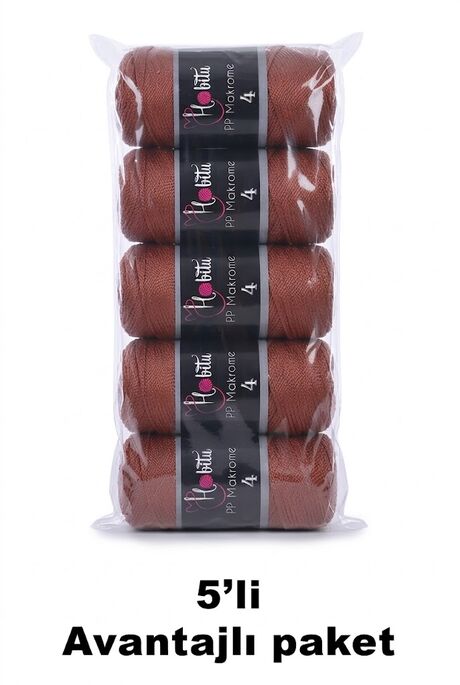 HOBİTU YARNS - HOBİTU MAKROME NO:4 200GR 5 Lİ PAKET 118 Taba