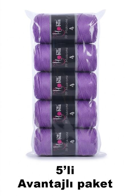 HOBİTU YARNS - HOBİTU MAKROME NO:4 200GR 5 Lİ PAKET 141 Menekşe