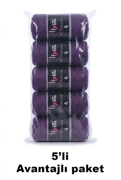 HOBİTU YARNS - HOBİTU MAKROME NO:4 200GR 5 Lİ PAKET 142 Mor