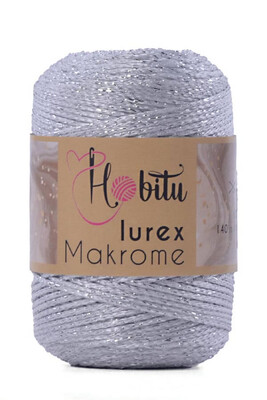 HOBİTU YARNS - HOBİTU MAKROME SİMLİ LUREX 001 Beyaz-Gümüş