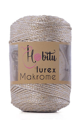 HOBİTU YARNS - HOBİTU MAKROME SİMLİ LUREX 016-02 Krem-Altın