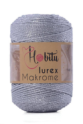 HOBİTU YARNS - HOBİTU MAKROME SİMLİ LUREX 060 Açık Gri-Gümüş