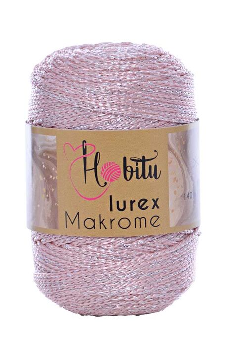 HOBİTU YARNS - HOBİTU MAKROME SİMLİ LUREX 072 Pudra Gümüş