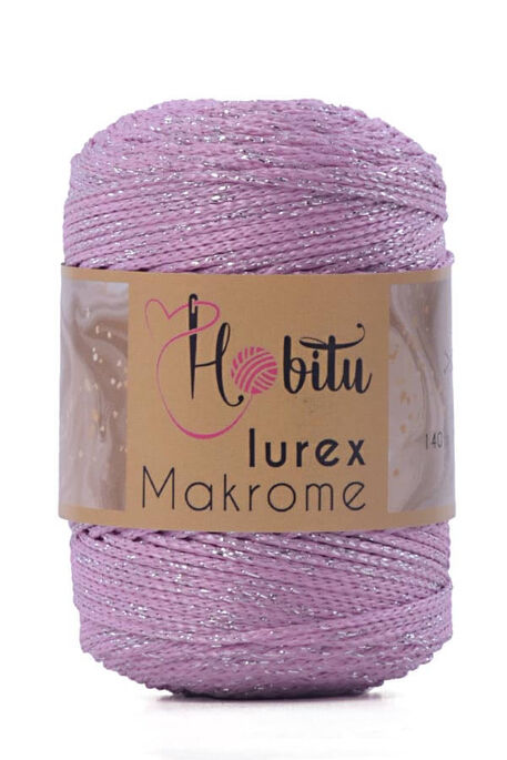 HOBİTU YARNS - HOBİTU MAKROME SİMLİ LUREX 074 Pembe-Gümüş