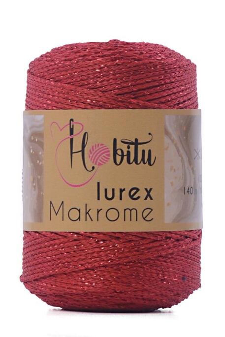 HOBİTU YARNS - HOBİTU MAKROME SİMLİ LUREX 100 Kırmızı-Kırmızı