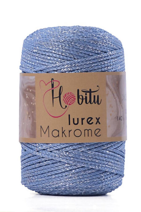 HOBİTU YARNS - HOBİTU MAKROME SİMLİ LUREX 220 Mavi-Gümüş