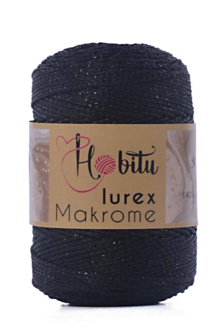 HOBİTU YARNS - HOBİTU MAKROME SİMLİ LUREX 270-01 Siyah-Siyah