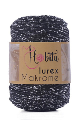 HOBİTU YARNS - HOBİTU MAKROME SİMLİ LUREX 270-02 Siyah-Gümüş