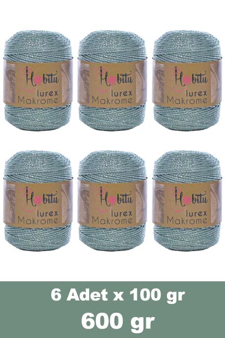 Hobitu Yarn - HOBİTU MAKROME SİMLİ LUREX 6 LI PAKET 168 Çağla-Gümüş