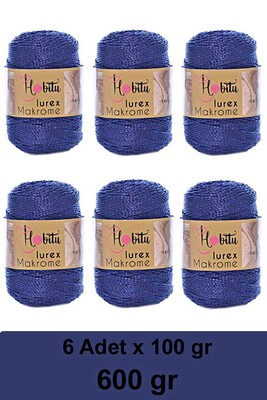 HOBİTU YARNS - HOBİTU MAKROME SİMLİ LUREX 6 LI PAKET 262 Lacivert-Lacivert