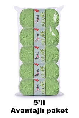 HOBİTU YARNS - HOBİTU NATURE 5 Lİ PAKET 128 Fıstık Yeşili