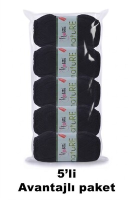 HOBİTU YARNS - HOBİTU NATURE 5 Lİ PAKET 150 Siyah