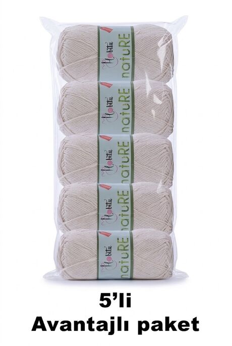 HOBİTU YARNS - HOBİTU NATURE 5 Lİ PAKET 152 Krem