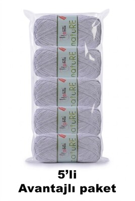 HOBİTU YARNS - HOBİTU NATURE 5 Lİ PAKET 156 Açık Gri
