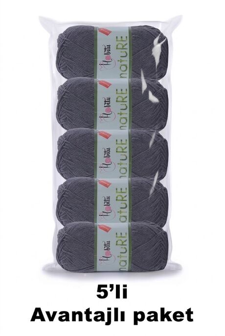 HOBİTU YARNS - HOBİTU NATURE 5 Lİ PAKET 158 Antrasit
