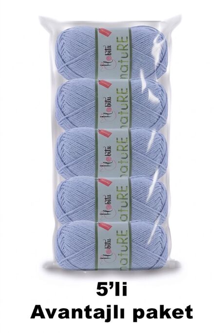HOBİTU YARNS - HOBİTU NATURE 5 Lİ PAKET 160 Bebe Mavi