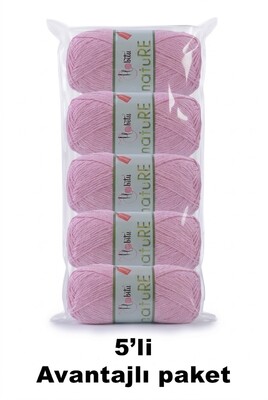 HOBİTU YARNS - HOBİTU NATURE 5 Lİ PAKET 162 Toz Pembe