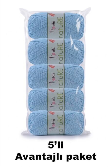 HOBİTU YARNS - HOBİTU NATURE 5 Lİ PAKET 163 Turkuaz