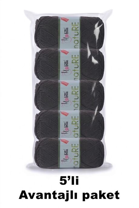 HOBİTU YARNS - HOBİTU NATURE 5 Lİ PAKET 169 Koyu Kahve