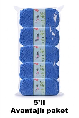 HOBİTU YARNS - HOBİTU NATURE 5 Lİ PAKET 172 Saks Mavi