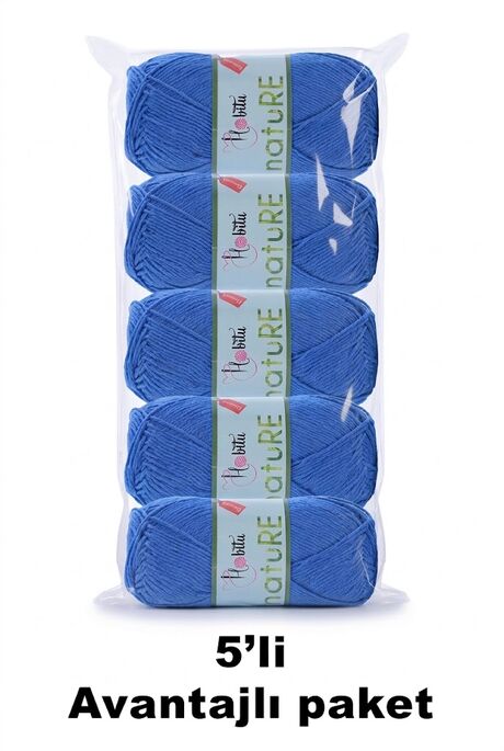 HOBİTU YARNS - HOBİTU NATURE 5 Lİ PAKET 172 Saks Mavi