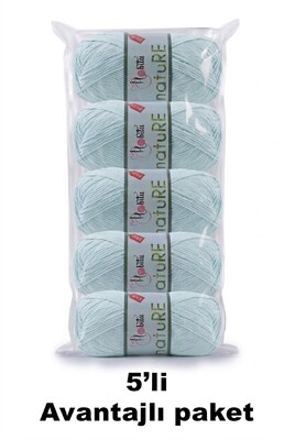 HOBİTU YARNS - HOBİTU NATURE 5 Lİ PAKET 175 Su Yeşili