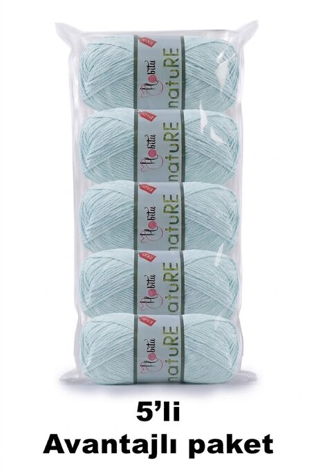 HOBİTU YARNS - HOBİTU NATURE 5 Lİ PAKET 175 Su Yeşili