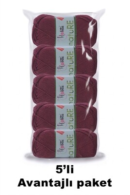 HOBİTU YARNS - HOBİTU NATURE 5 Lİ PAKET 181 Bordo