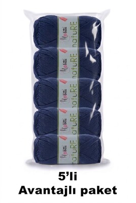 HOBİTU YARNS - HOBİTU NATURE 5 Lİ PAKET 184 Lacivert