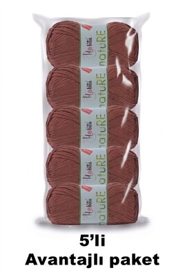 HOBİTU YARNS - HOBİTU NATURE 5 Lİ PAKET 185 Taba