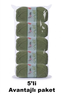 HOBİTU YARNS - HOBİTU NATURE 5 Lİ PAKET 187 Kına Yeşili