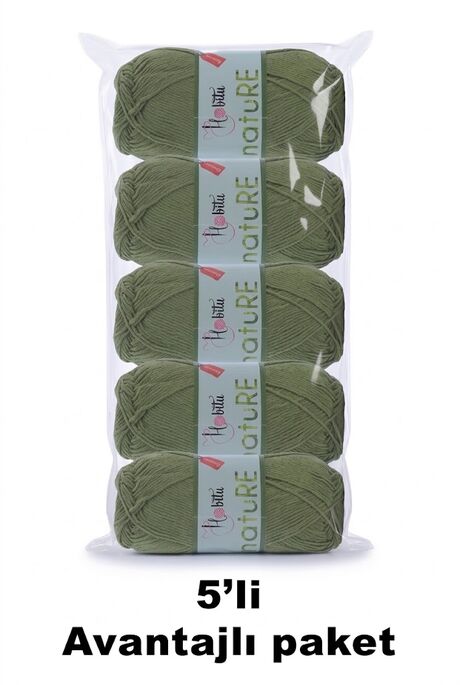 HOBİTU YARNS - HOBİTU NATURE 5 Lİ PAKET 187 Kına Yeşili