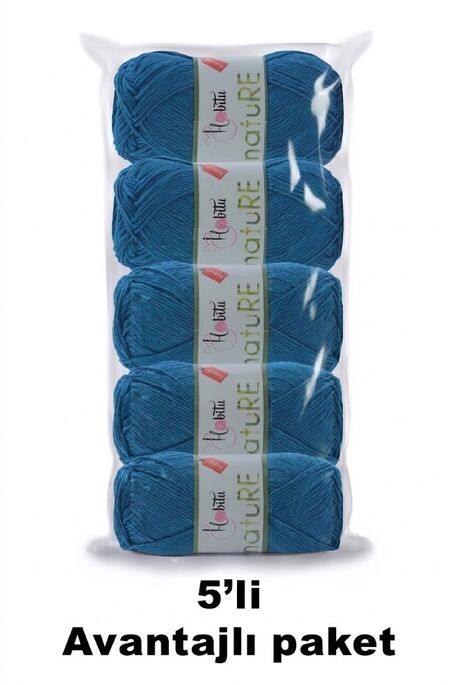 HOBİTU YARNS - HOBİTU NATURE 5 Lİ PAKET 189 Petrol