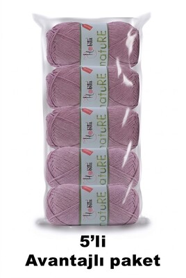 HOBİTU YARNS - HOBİTU NATURE 5 Lİ PAKET 192 Gül Kurusu