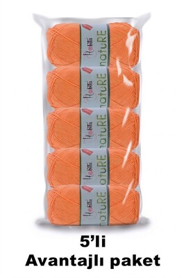 HOBİTU YARNS - HOBİTU NATURE 5 Lİ PAKET 200 Neon Turuncu