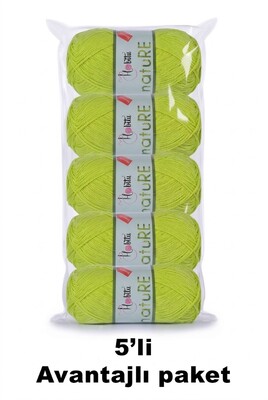 HOBİTU YARNS - HOBİTU NATURE 5 Lİ PAKET 201 Neon Sarı