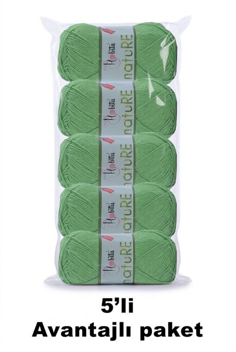 HOBİTU YARNS - HOBİTU NATURE 5 Lİ PAKET 202 Neon Yeşil