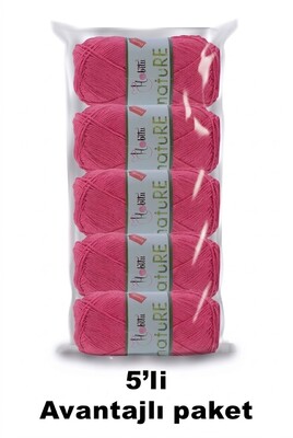 HOBİTU YARNS - HOBİTU NATURE 5 Lİ PAKET 203 Neon Pembe