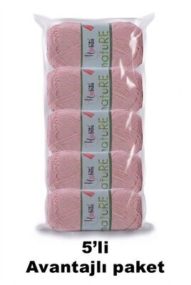 HOBİTU YARNS - HOBİTU NATURE 5 Lİ PAKET 305 Açık Pudra