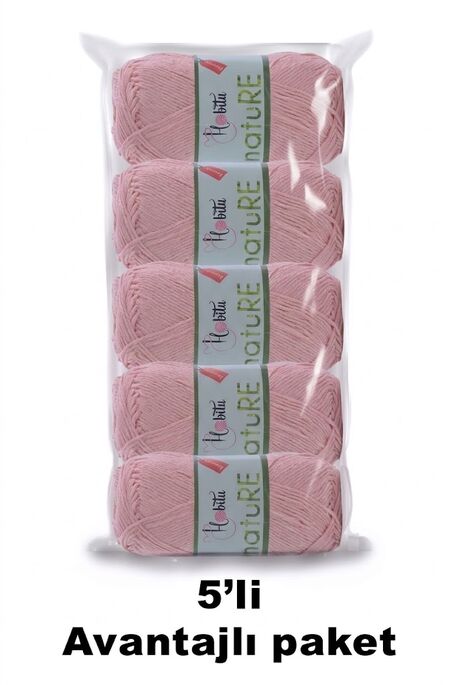 HOBİTU YARNS - HOBİTU NATURE 5 Lİ PAKET 305 Açık Pudra