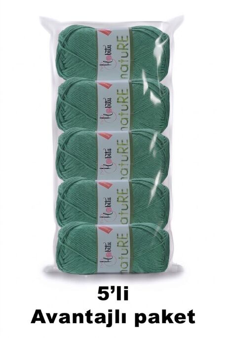 HOBİTU YARNS - HOBİTU NATURE 5 Lİ PAKET 306 Açık Zümrüt