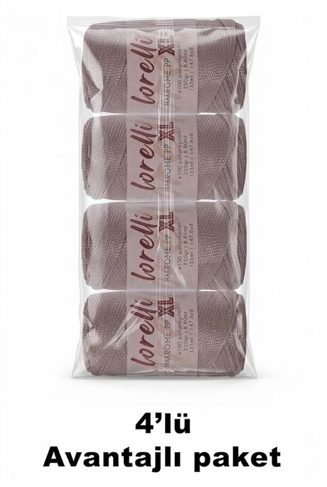 LORELLİ - LORELLİ MAKROME PP XL 3MM 4 LÜ PAKET 030 Açık Bej