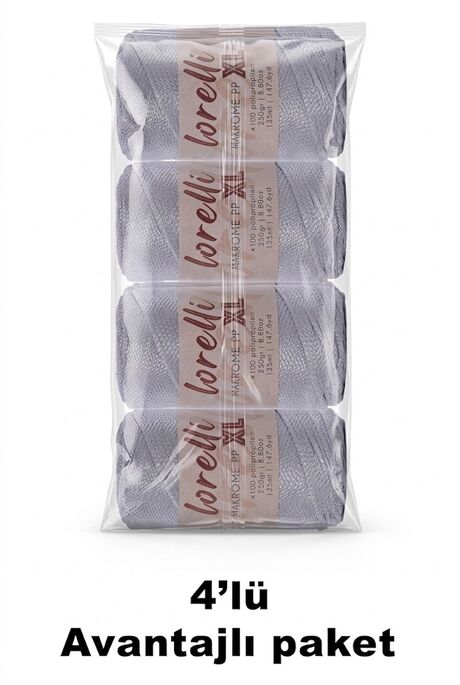 LORELLİ - LORELLİ MAKROME PP XL 3MM 4 LÜ PAKET 060 Açık Gri