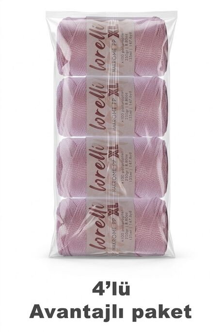 LORELLİ - LORELLİ MAKROME PP XL 3MM 4 LÜ PAKET 072 Soft Pembe