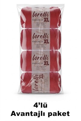 LORELLİ - LORELLİ MAKROME PP XL 3MM 4 LÜ PAKET 100 Kırmızı